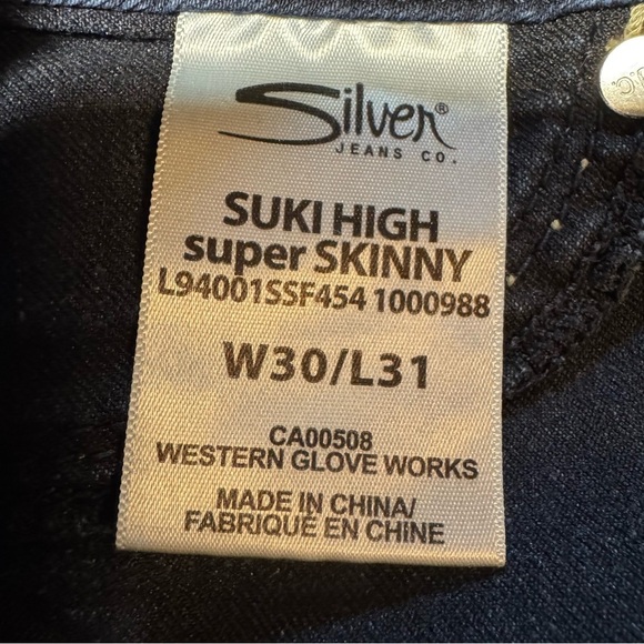 📌 Silver Jeans Suki High Super Skinny Dark Wash W30 L31 Women’s Stretch Denim - Picture 4 of 7
